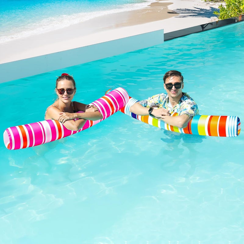 FindUWill Inflatable Swim Pool Noodles, 2 Pack Soft Fabric Covered Large Swim Noodles for Floating, Pool Floats Adult for Pool, Lake, Beach - Image 2